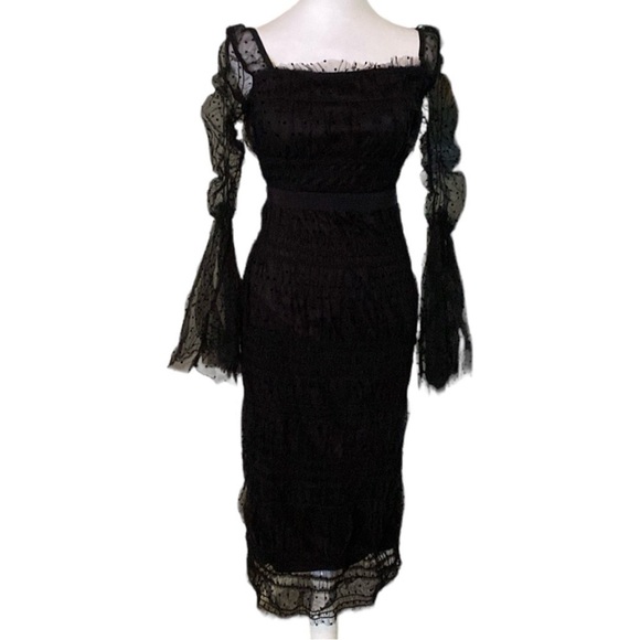 Venus Black Dotted Mesh Bodycon Dress size S - Picture 1 of 11